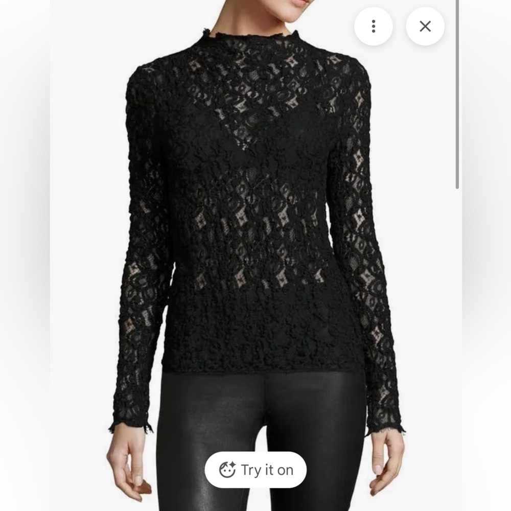 Helmut Lang Women's High Neck Lace Top M/L